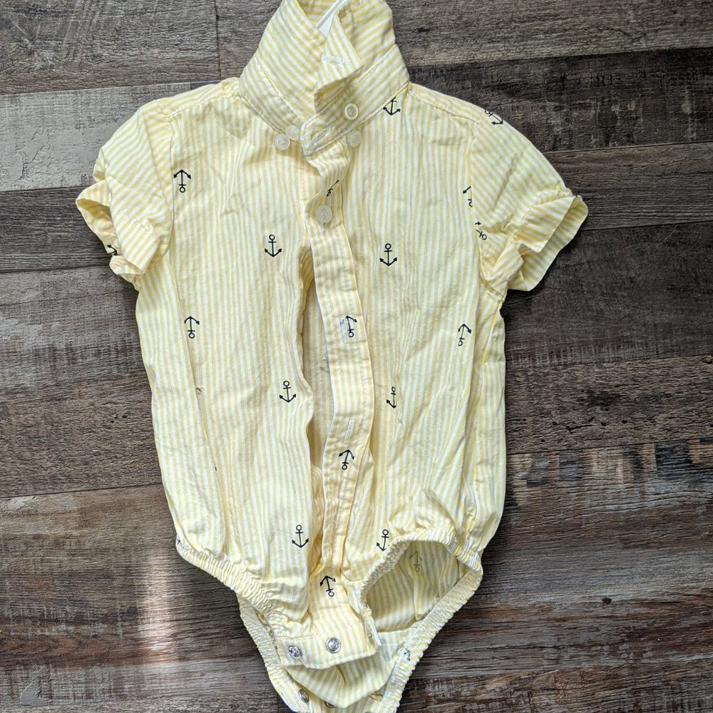Boys anchor button down short sleeve